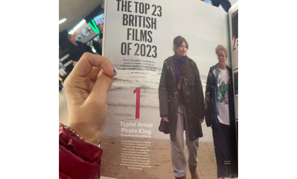 Page of Rolling Stone magazine showing Typist Artist Pirate King is number 1 with a photo of Kelly Macdonald and Monica Dolan from the film